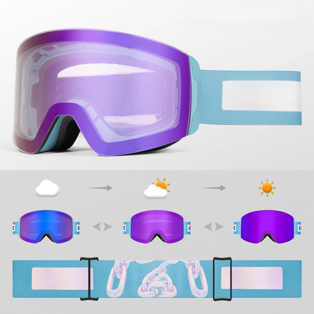 Outdoor Photochromic Magnetic Attraction Lens High Quality Snowboard Glasses Snow Ski Goggles