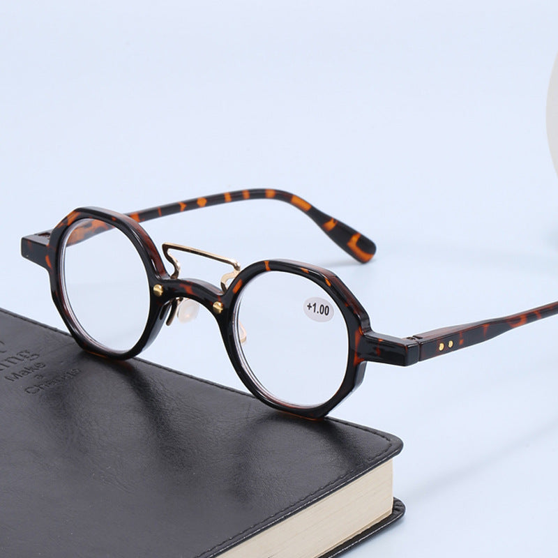Retro Small Round Frame High Quality Spring Legs HD Reading Glasses