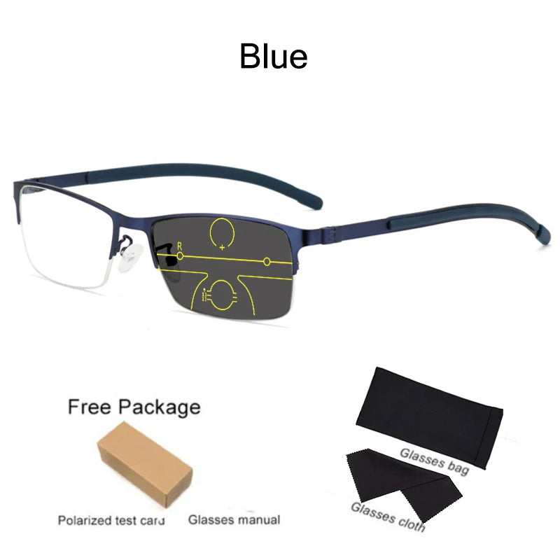 Progressive Photochromic Multi-focus Anti Blue Ray Resin Lense Reading Glasses