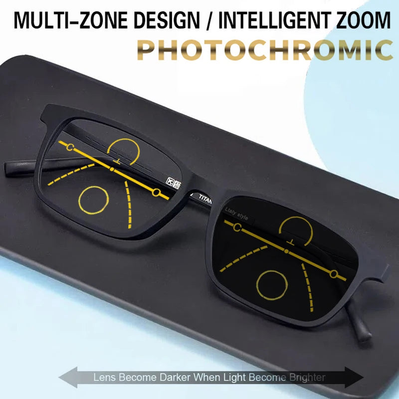 Titanium Progressive Photochromic Multifocal Reading Glasses - SunRay Glasses