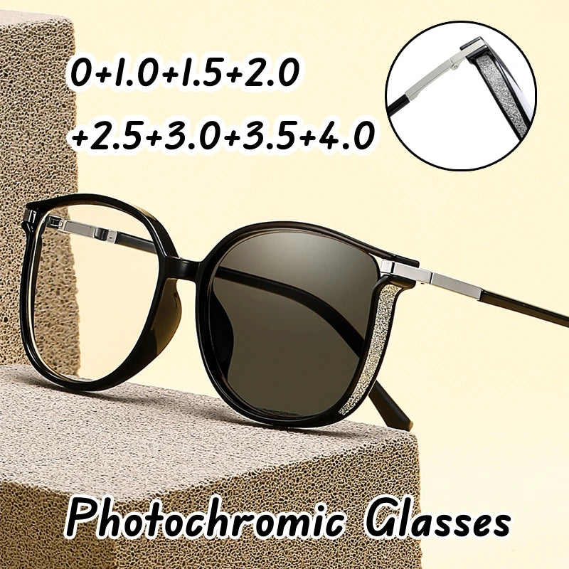 Retro Fashion Outdoor Trendy Color Photochromic Reading Glasses