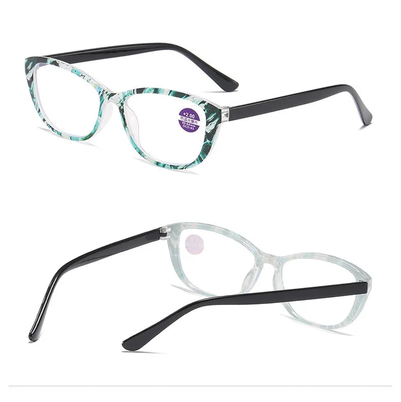 HD Anti-blue Cat Eye Portable Printing Reading Glasses