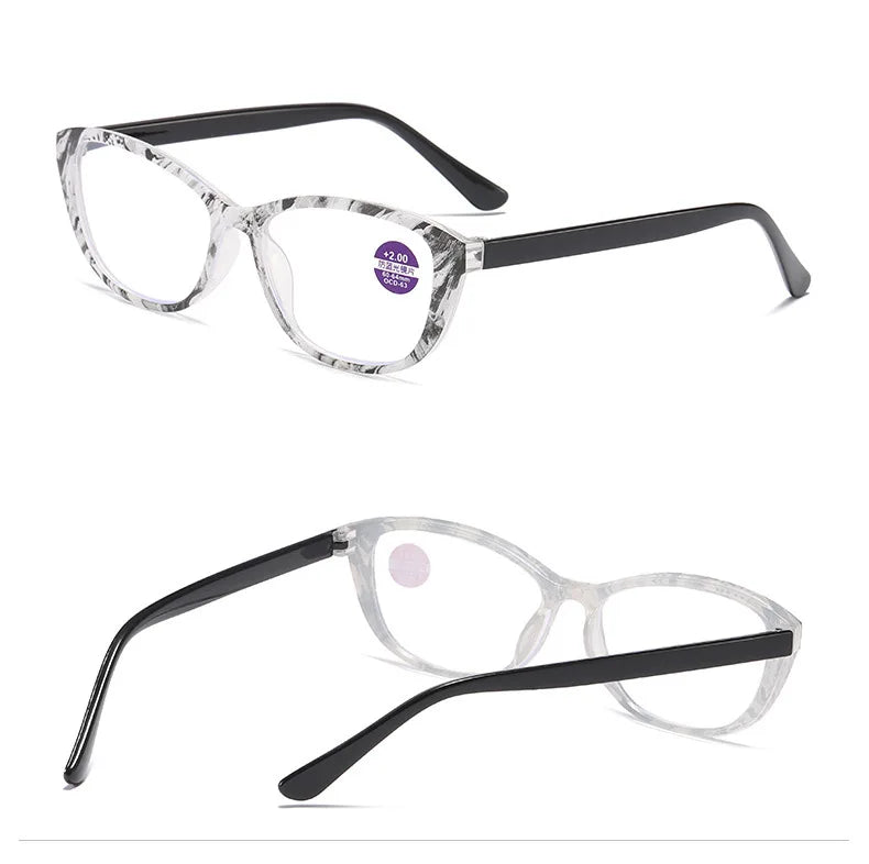 HD Anti-blue Cat Eye Portable Printing Reading Glasses