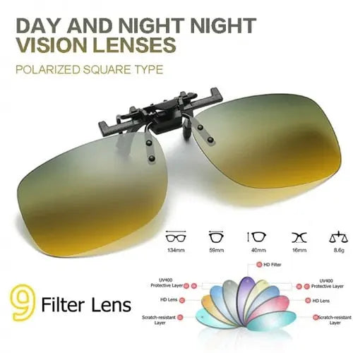 Photochromic Clip On Night Driving Glasses,polarised Flip-up Day