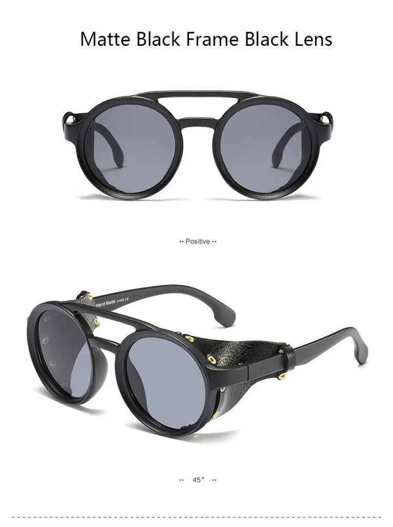 Retro Shades Fashion Leather With Side Shields Style Sunglasses SunRay Glasses